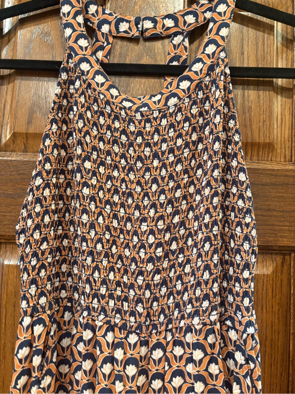 Jessica Simpson $89 High Rise Geometric Smocked Wide Leg Jumpsuit w/ Pockets S - Picture 4 of 7